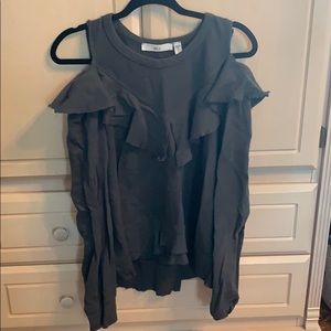 Army green sweater with open shoulders